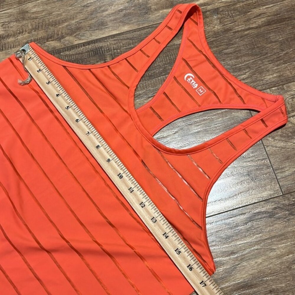 Zyia Active Havana Orange Striped Racerback Workout Tank Top Size M - Picture 4 of 7